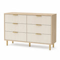 Kommode mit 6 Schubladen aus MDF und Metall in Beige