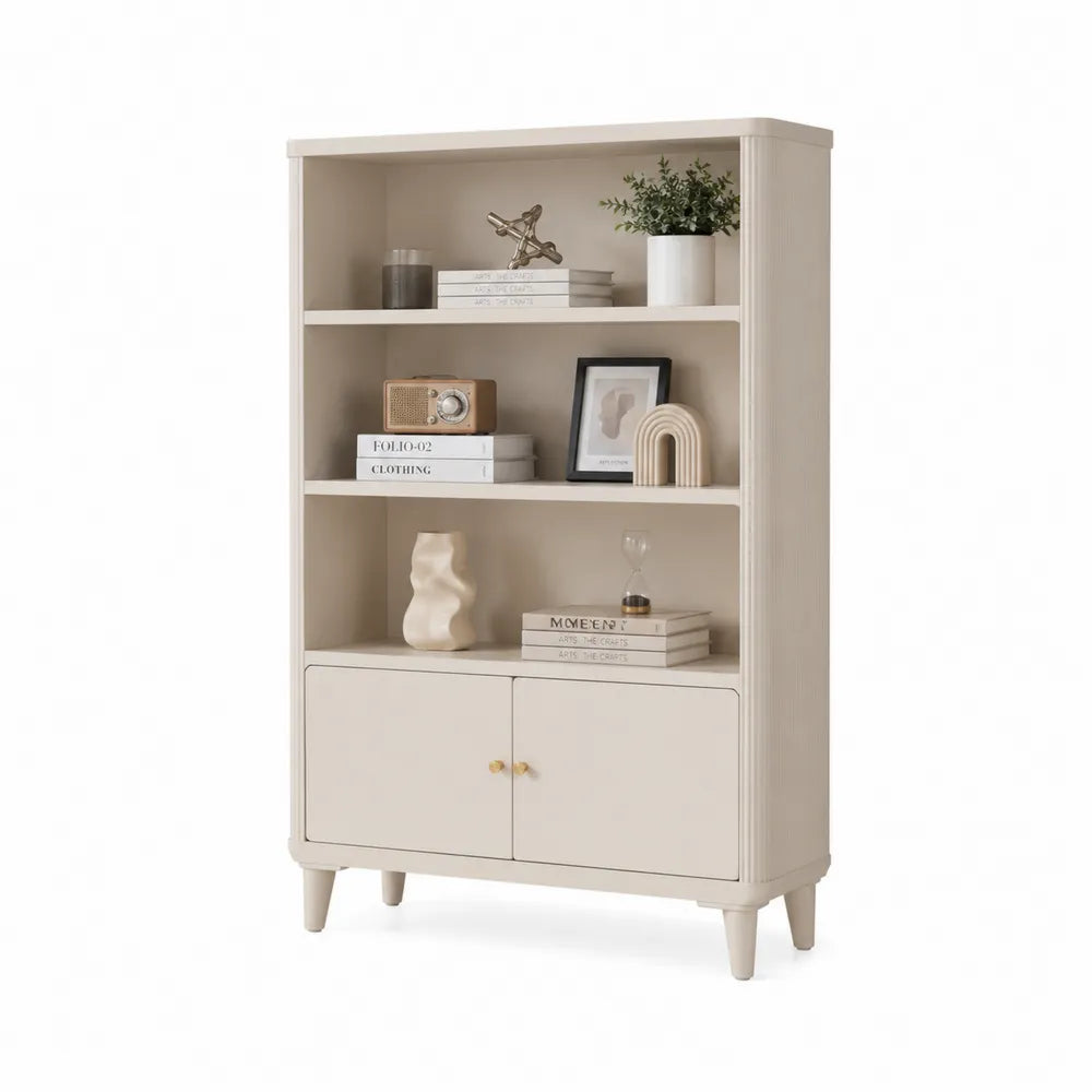 Beiges Bücherregal aus Holz mit 120cm Höhe