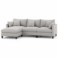 Ecksofa L-Form Holzrahmen Grau Polyester