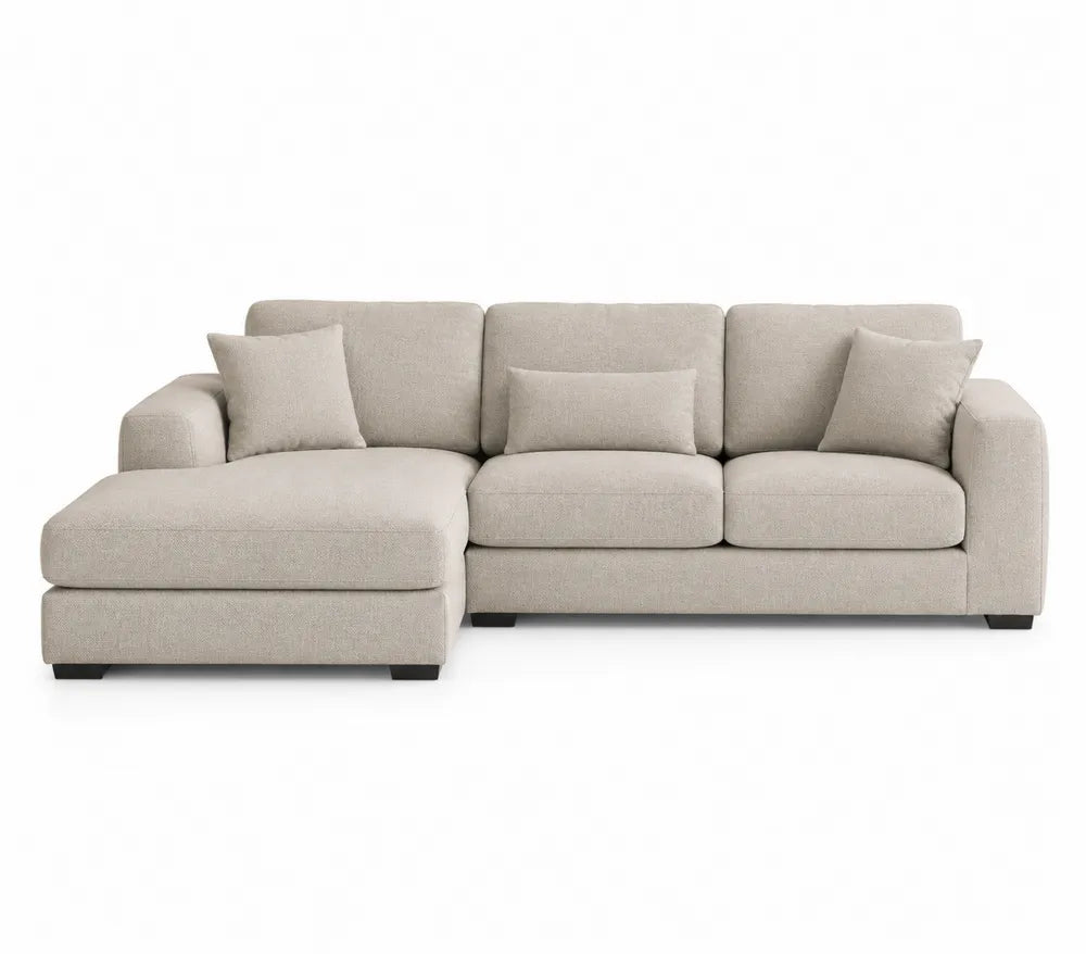 Ecksofa Beige Textil L-Form 260cm x 160cm