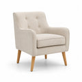 Sessel Beige Stoff Massivholzbeine 80x75x85cm