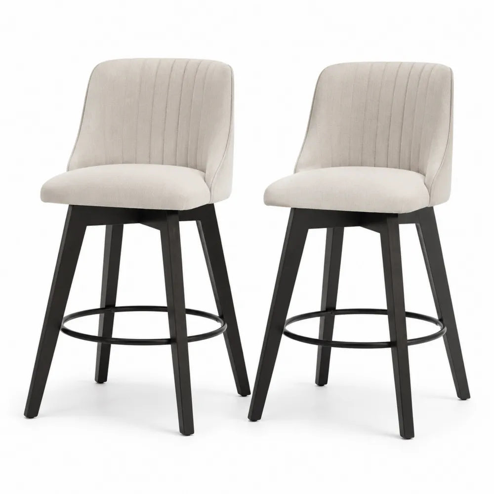 2er Set Barhocker mit Textilbezug und Holzgestell