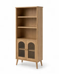 Bücherregal mit geriffelten Glastüren aus Eichenholz 180 cm x 80 cm x 40 cm