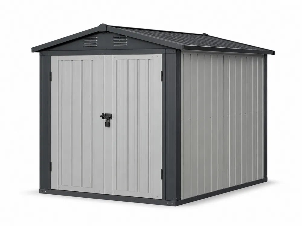 Metall Geräteschuppen Stahl 213x130x185cm Grau