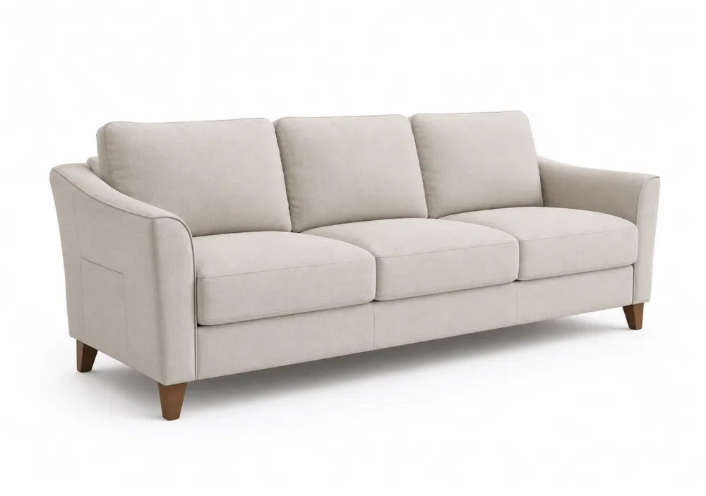 3-Sitzer Sofa Stoff Beige mit Holzbeinen