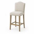 Barhocker Leinen Beige Eichenholz 100cm