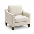 Sessel Stoff mit Holzbeinen Beige
