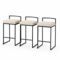 3er-Set Barhocker Metall Schwarz Beige 75 cm