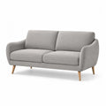 Dreisitzer Sofa aus grauem Polyestergewebe mit Holzbeinen