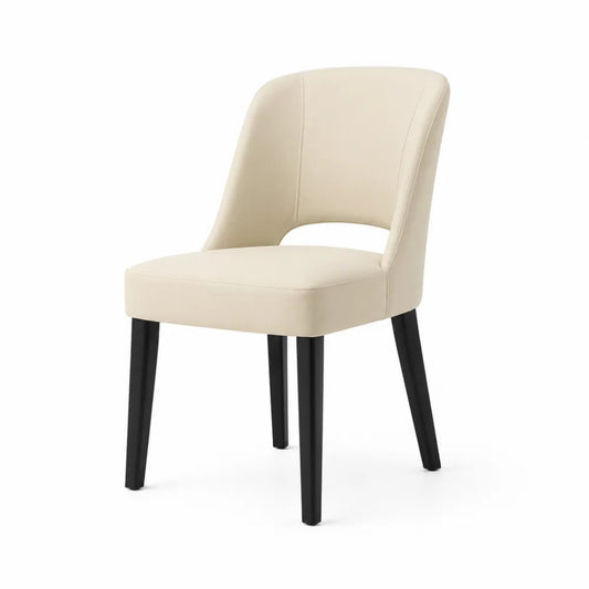 Esszimmerstuhl Kunstleder Beige Holzbeine