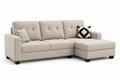 Ecksofa 3-Sitzer Textil mit Ottomane Beige
