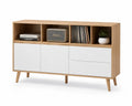 Kommode aus MDF mit Türen und Regalen in Eiche/Weiß 120cm