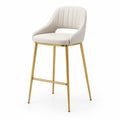 Barhocker Lederimitat Creme mit Metallbeinen