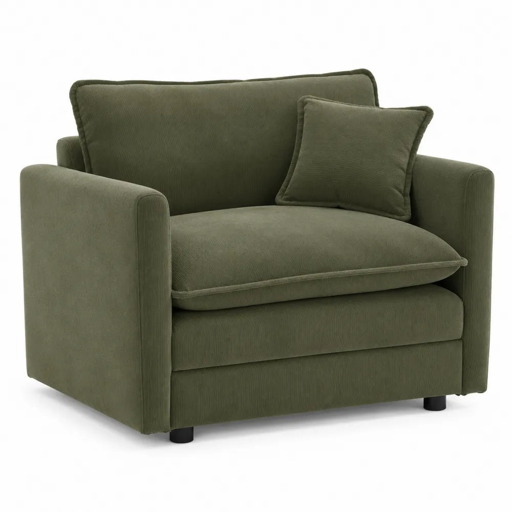Cordsofa Olivgrün mit Kissen, Breite 120 cm