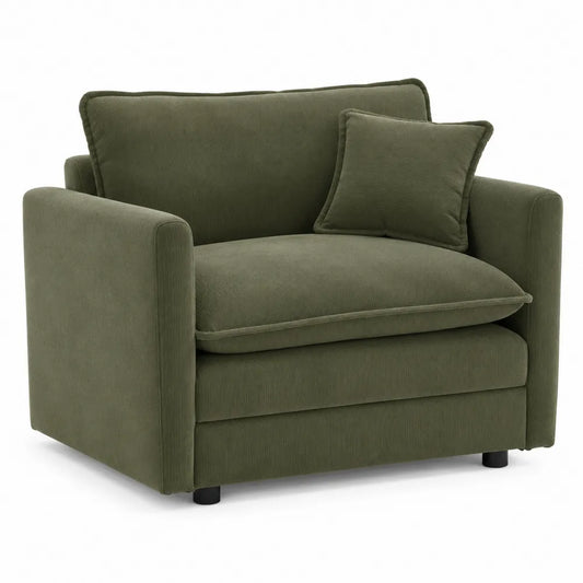 Cordsofa Olivgrün mit Kissen, Breite 120 cm