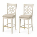 2er-Set Barhocker Holz Polyester Creme 112cm