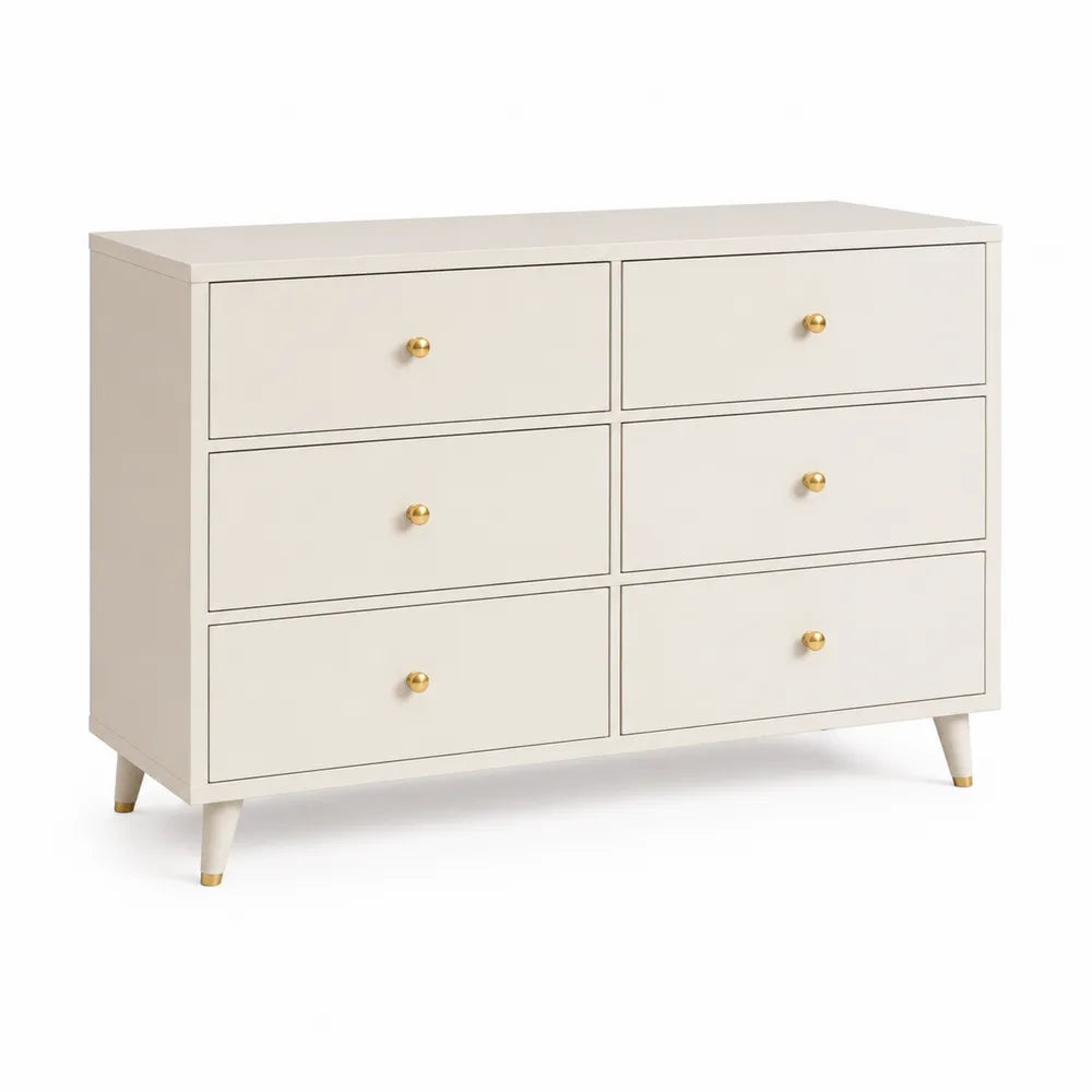 Holzkommode mit 6 Schubladen Beige 120x40x75 cm