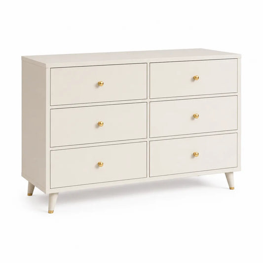 Holzkommode mit 6 Schubladen Beige 120x40x75 cm