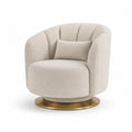 Drehsessel Beige Bouclé Stoff Edelstahlbasis 80x80x75 cm