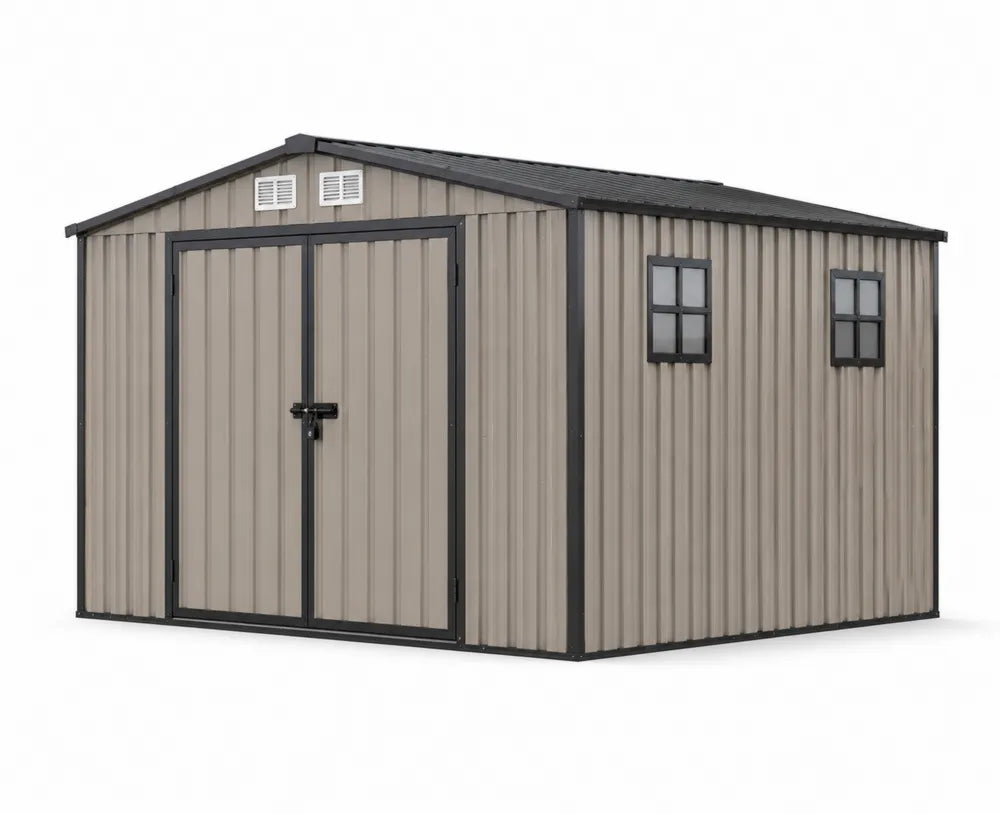 Metall Gartenhaus mit Doppeltür und Fenstern 260x300x210 cm