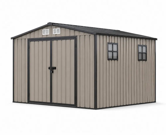 Metall Gartenhaus mit Doppeltür und Fenstern 260x300x210 cm